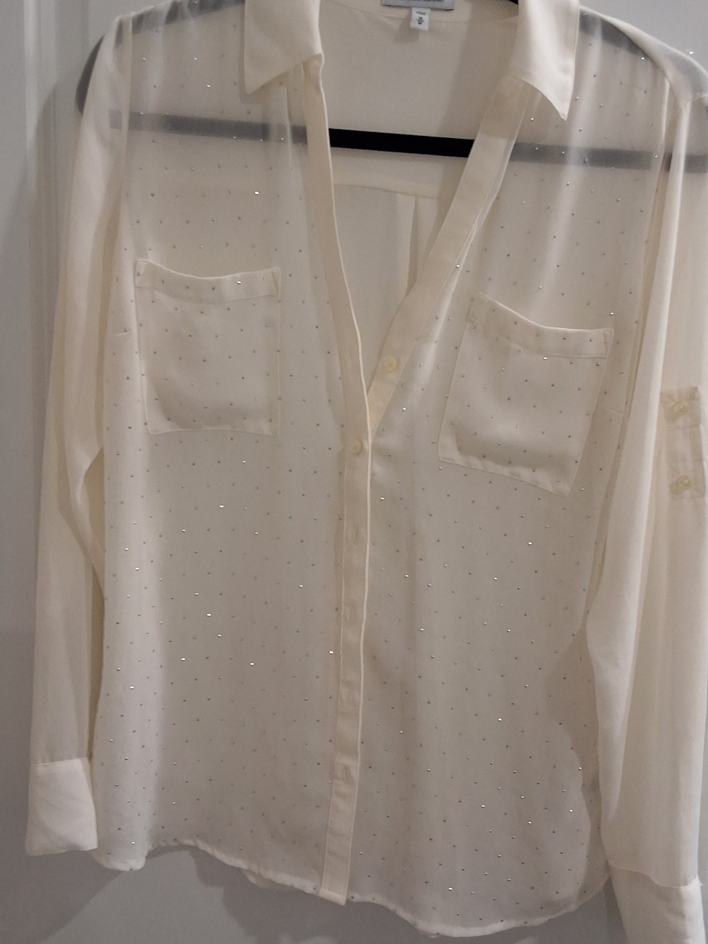 Express Portofino Shirt in Ivory with Black Trim